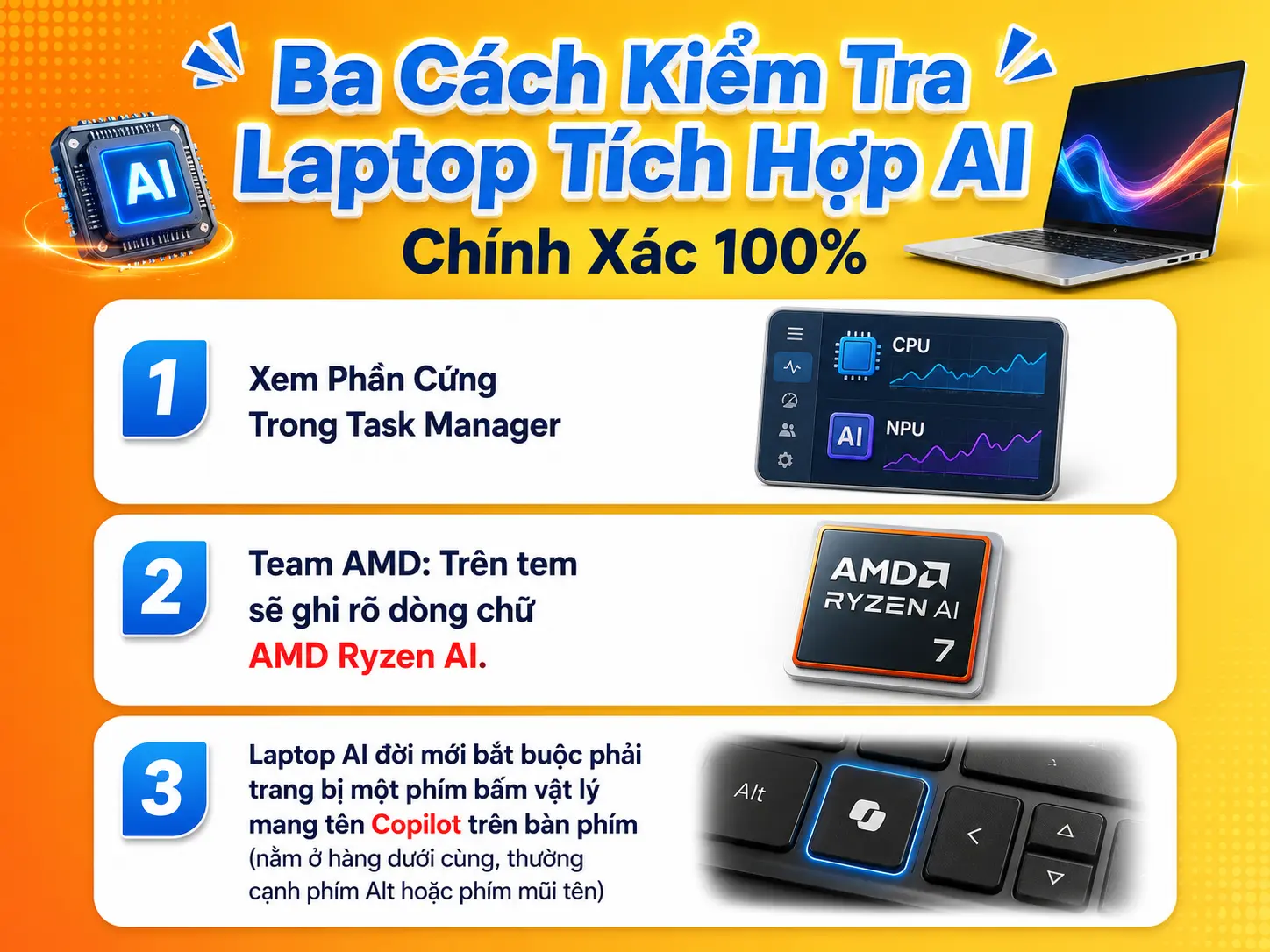 Ba Cách Kiểm Tra Laptop Tích Hợp AI Chính Xác 100% Từ H2Tech