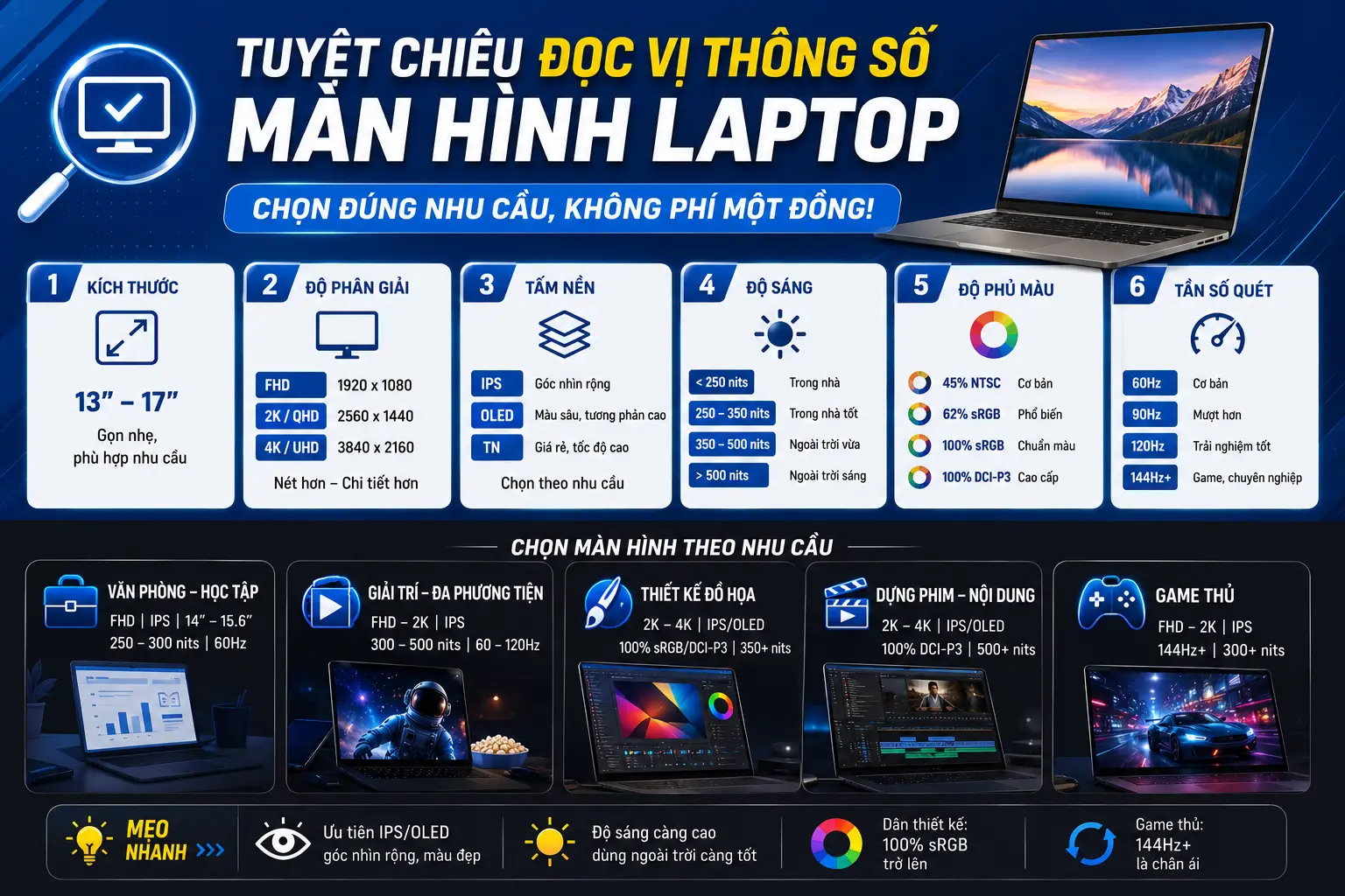 Tuyệt Chiêu Đọc Vị Thông Số Màn Hình Laptop: Chọn Đúng Nhu Cầu, Không Phí Một Đồng!