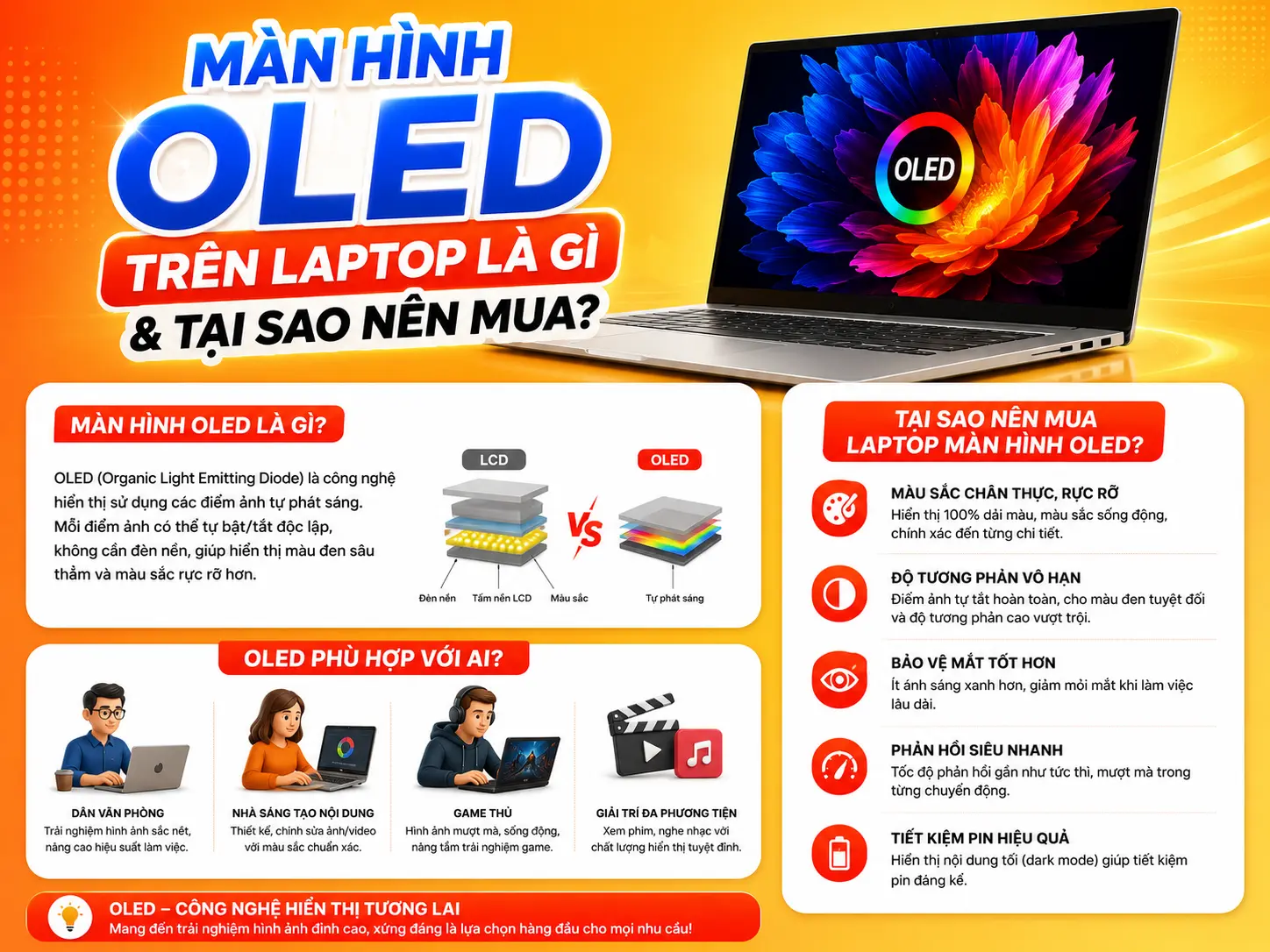 Màn Hình OLED Trên Laptop: Định Nghĩa Lại Trải Nghiệm Hiển Thị Cho Dân Đồ Họa Và Giải Trí
