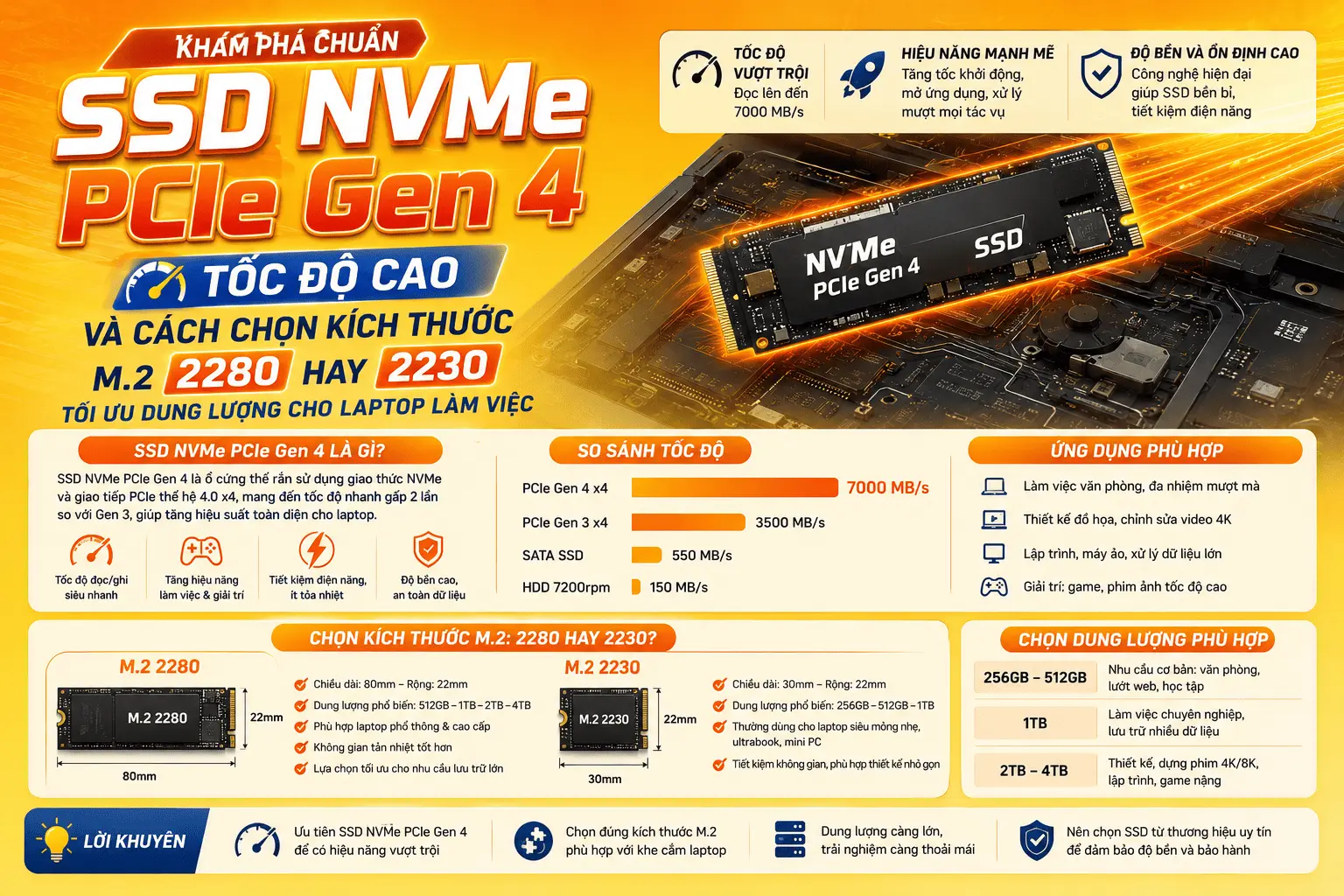 Tìm Hiểu Chuẩn SSD NVMe PCIe Gen 4 Và Cách Tối Ưu Dung Lượng Trên Laptop Cao Cấp